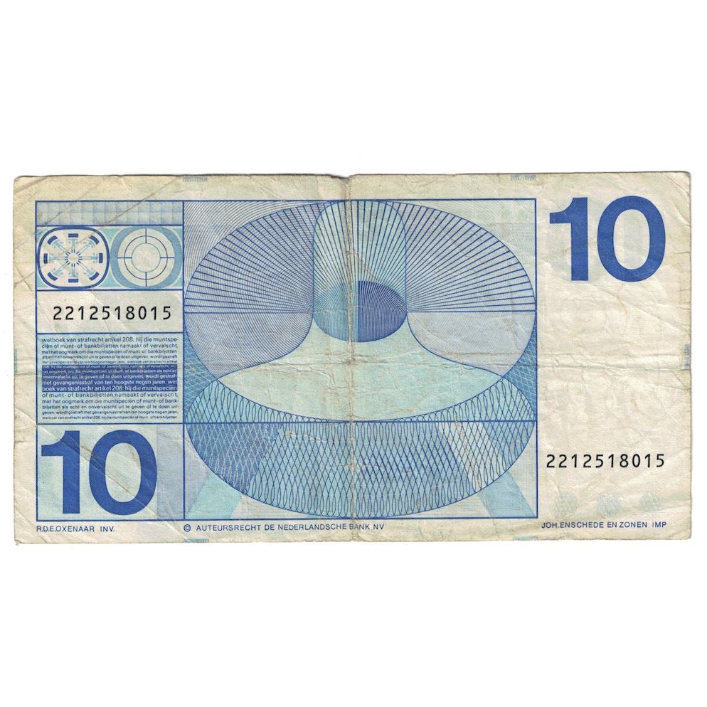 Billete, 10 Gulden, 1968, Países Bajos, KM:91b, BC