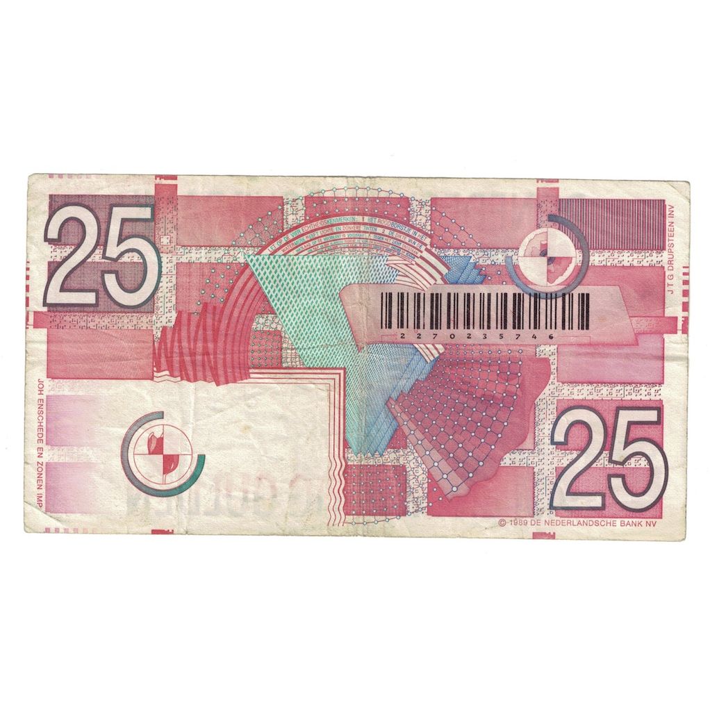 Banknote, Netherlands, 25 Gulden, 1989, 1989-04-05, KM:100, VF(20-25)