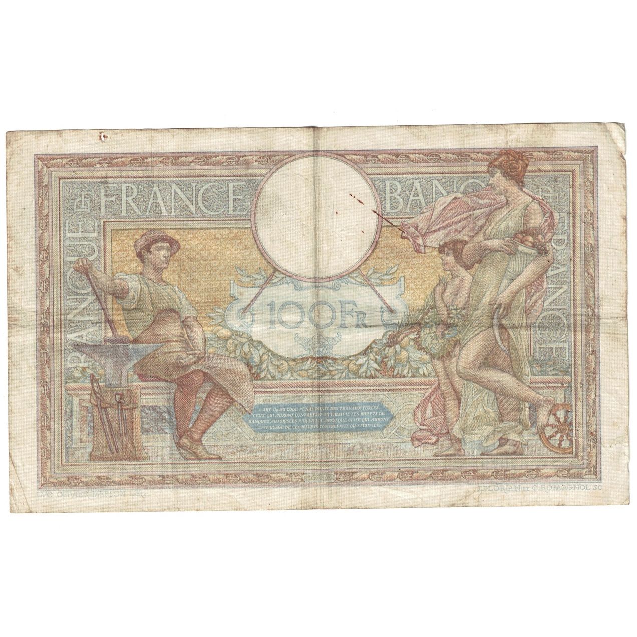 Francia, 100 Francs, Luc Olivier Merson, 1937, W.57079, BC, Fayette:25.07