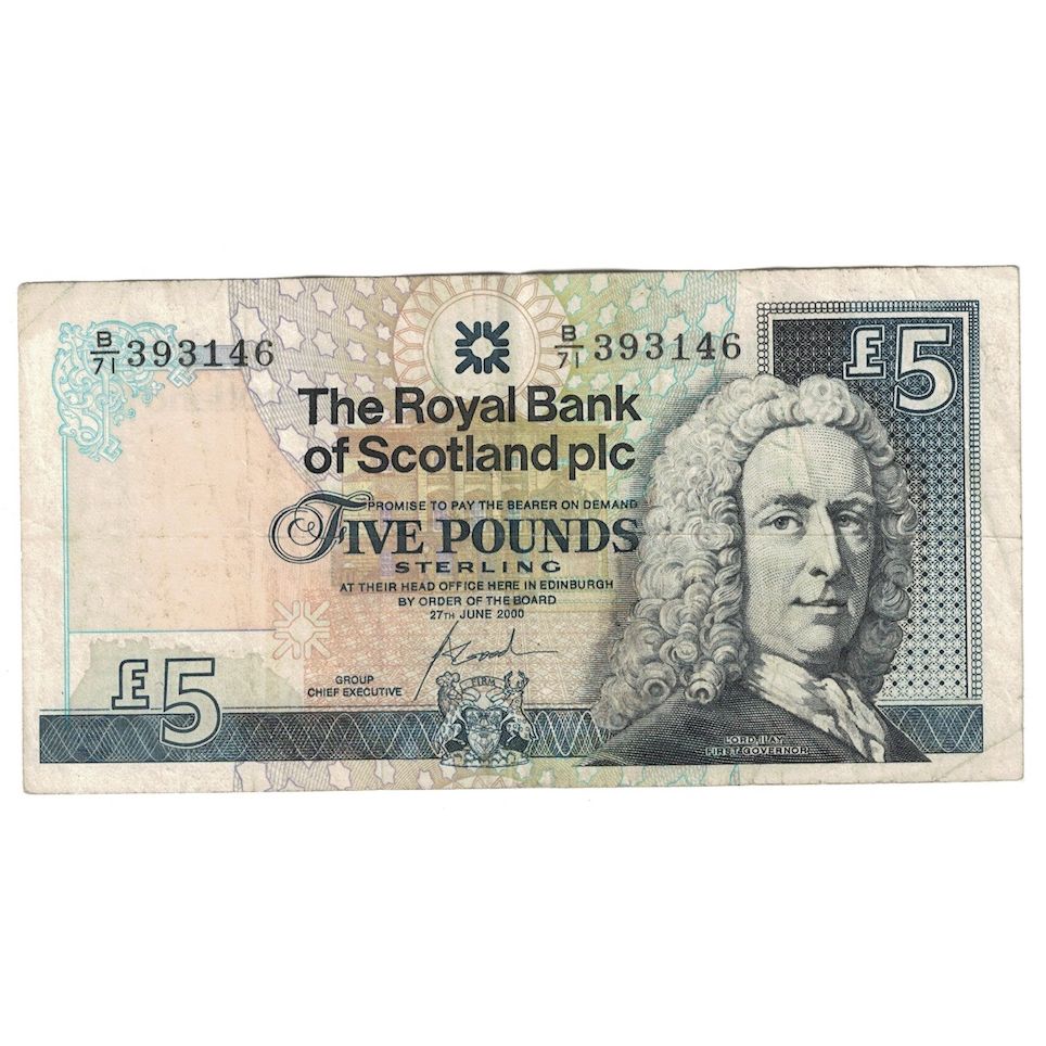 Billete, 5 Pounds, 2000, Escocia, 2000-06-27, KM:352d, BC+