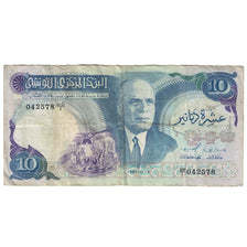 Nota, Tunísia, 10 Dinars, 1983, 1983-11-03, KM:80, VF(20-25)