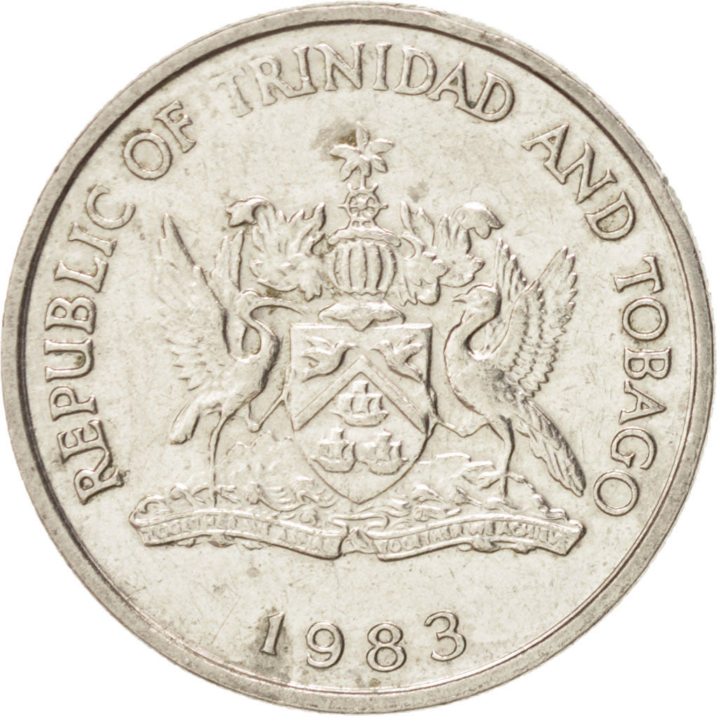 TRINIDAD & TOBAGO, 25 Cents, 1983, AU(50-53), Copper-nickel, KM:32