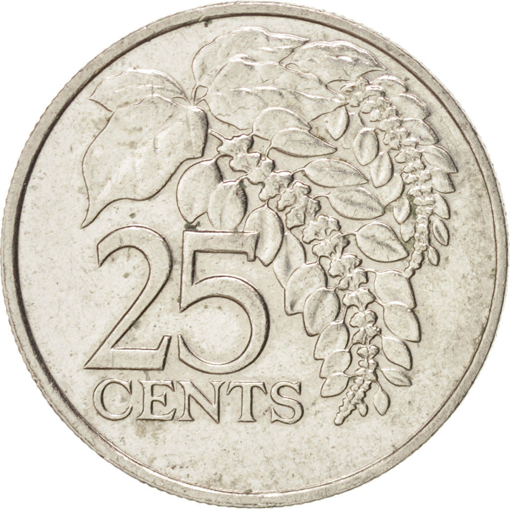 TRINIDAD & TOBAGO, 25 Cents, 1983, AU(50-53), Copper-nickel, KM:32