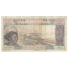 Banknote, West African States, 5000 Francs, 1979, KM:808Tb, VF(20-25)