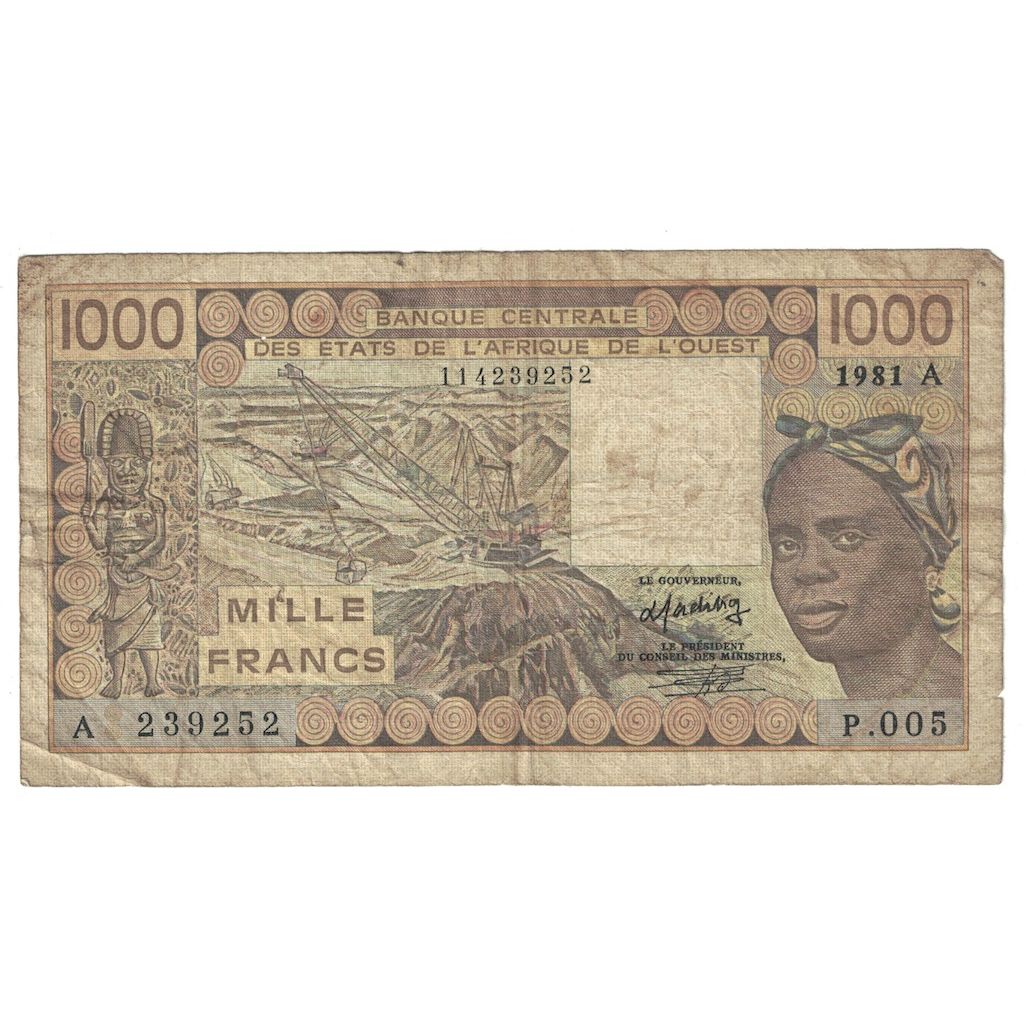 Banknote, West African States, 1000 Francs, 1981, KM:107Ab, VF(30-35)