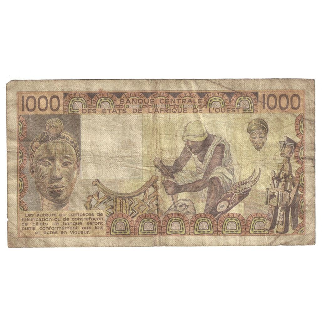Banknote, West African States, 1000 Francs, 1981, KM:107Ab, VF(30-35)