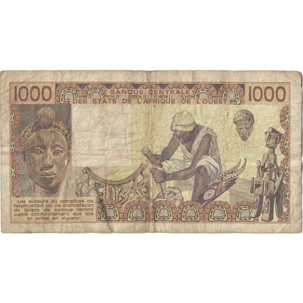 Geldschein, West African States, 1000 Francs, 1981, KM:107Ab, S+