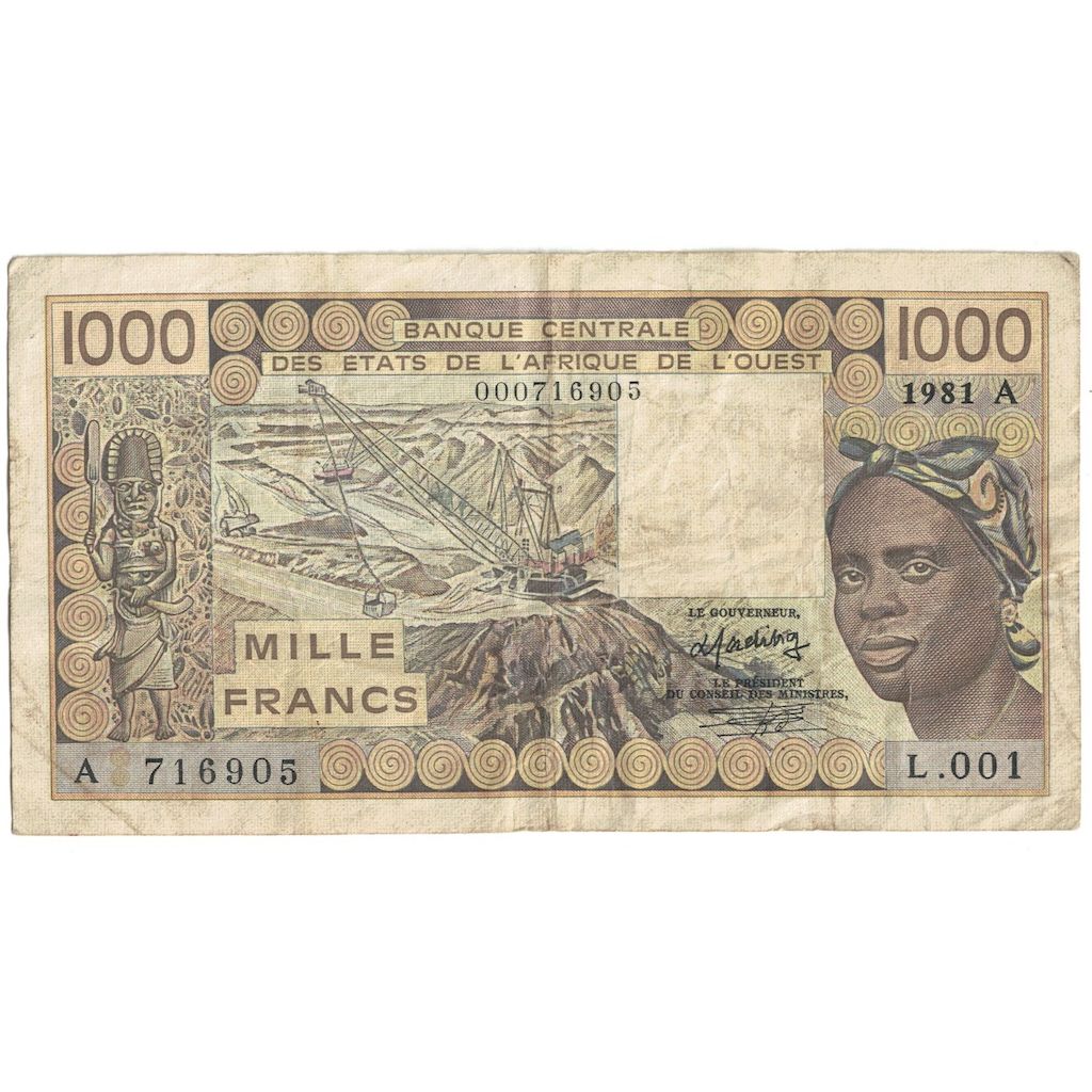 Geldschein, West African States, 1000 Francs, 1981, KM:107Ab, SS