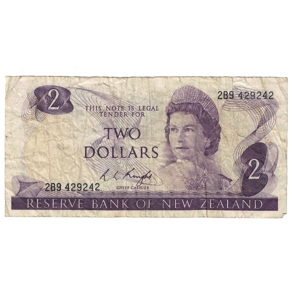 Nota, Nova Zelândia, 2 Dollars, 1975-1977, KM:164c, VF(20-25)