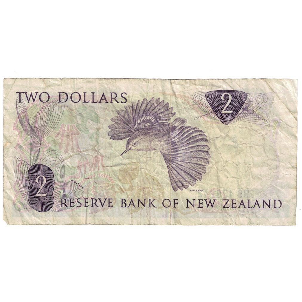 Nota, Nova Zelândia, 2 Dollars, 1975-1977, KM:164c, VF(20-25)