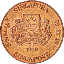Moneda, Singapur, Cent, 1990, British Royal Mint, SC+, Bronce, KM:49