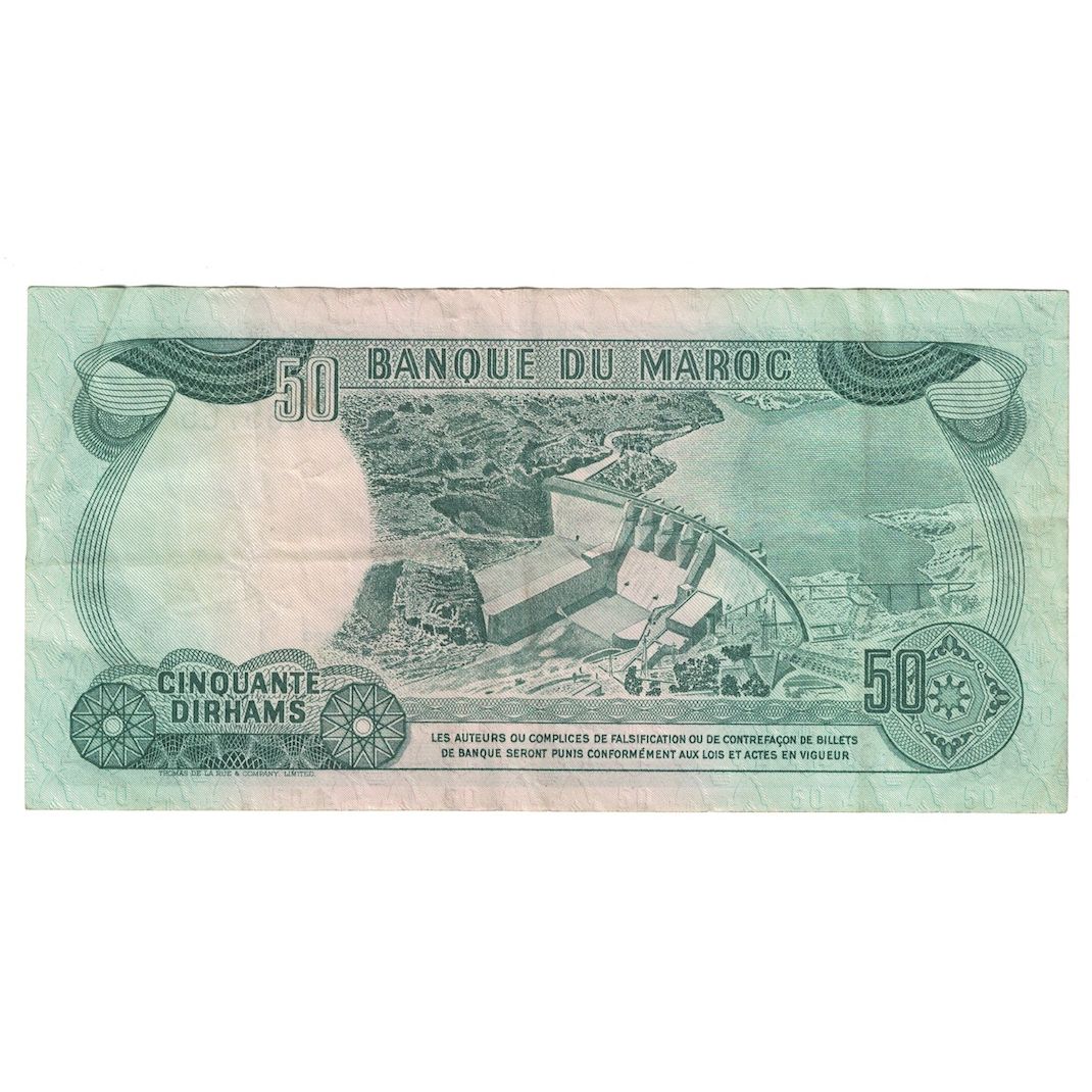 Billete, 50 Dirhams, 1970/AH1390, Marruecos, KM:58a, BC+
