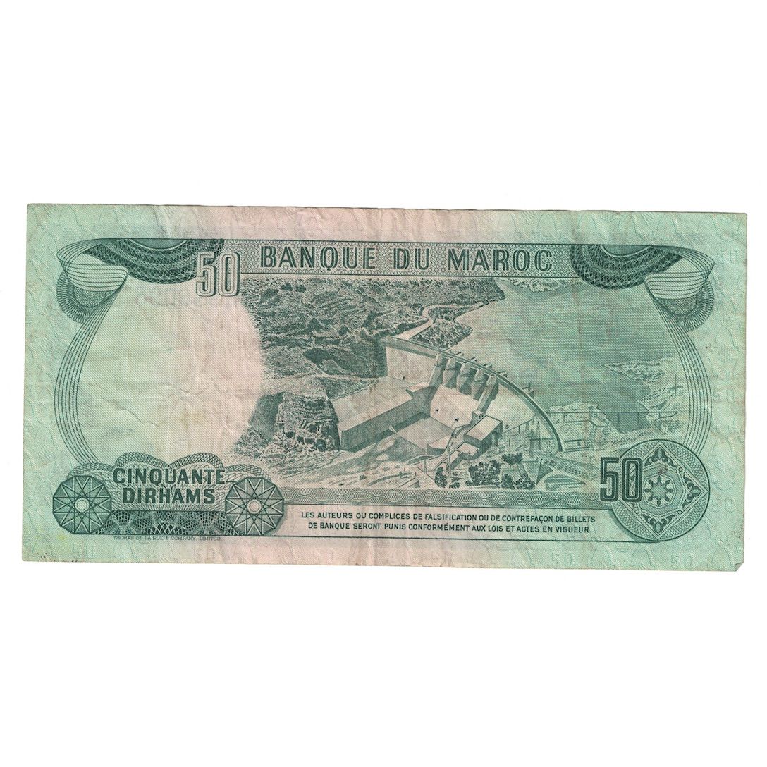 Billete, 50 Dirhams, 1970/AH1390, Marruecos, KM:58a, BC+
