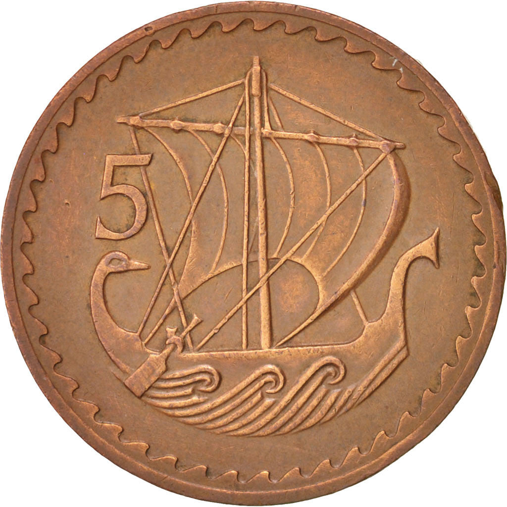 Cyprus, 5 Mils, 1974, AU(50-53), Bronze, KM:39