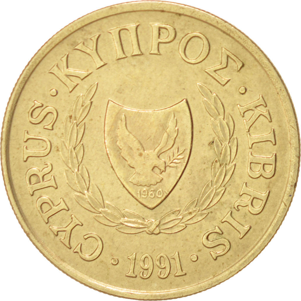 Moneta, Cipro, 10 Cents, 1991, BB+, Nichel-ottone, KM:56.3