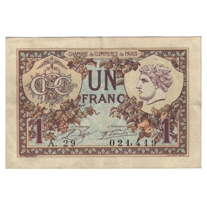 França, 1 Franc, PIROT 97.36, 1920, A.29, PARIS, EF(40-45)