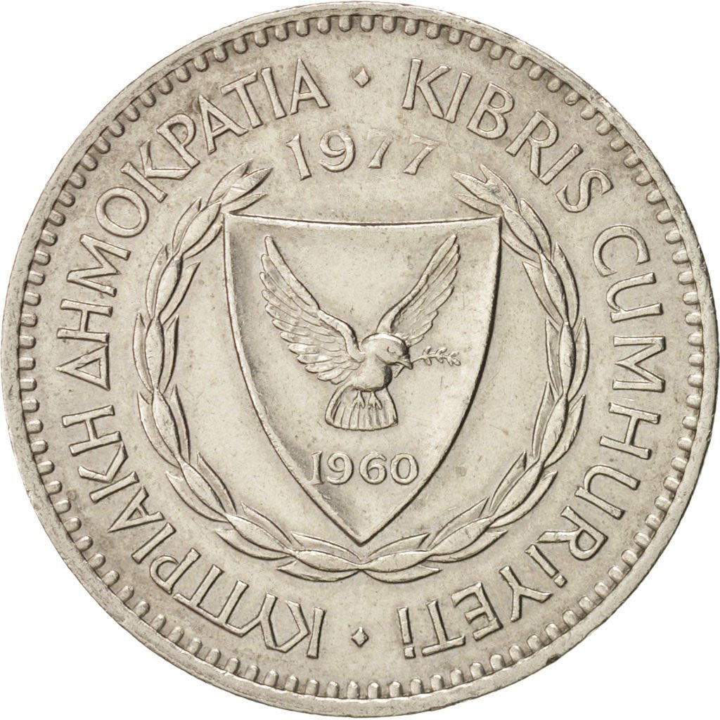Cyprus, 100 Mils, 1977, AU(55-58), Copper-nickel, KM:42
