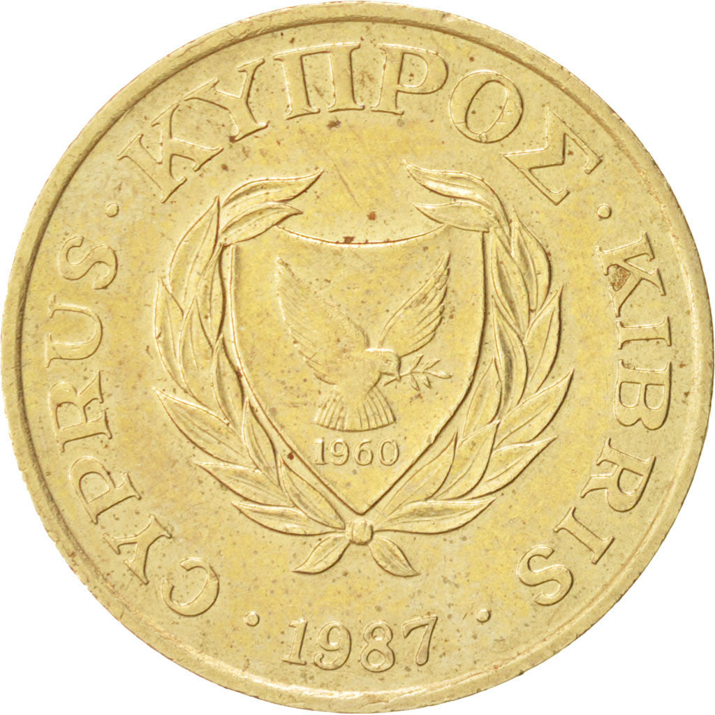 Coin, Cyprus, 5 Cents, 1987, AU(55-58), Nickel-brass, KM:55.2