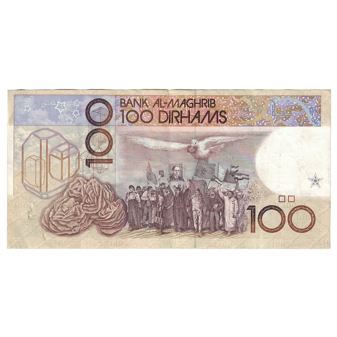 Biljet, Marokko, 100 Dirhams, 1987/AH1407, KM:62a, TTB