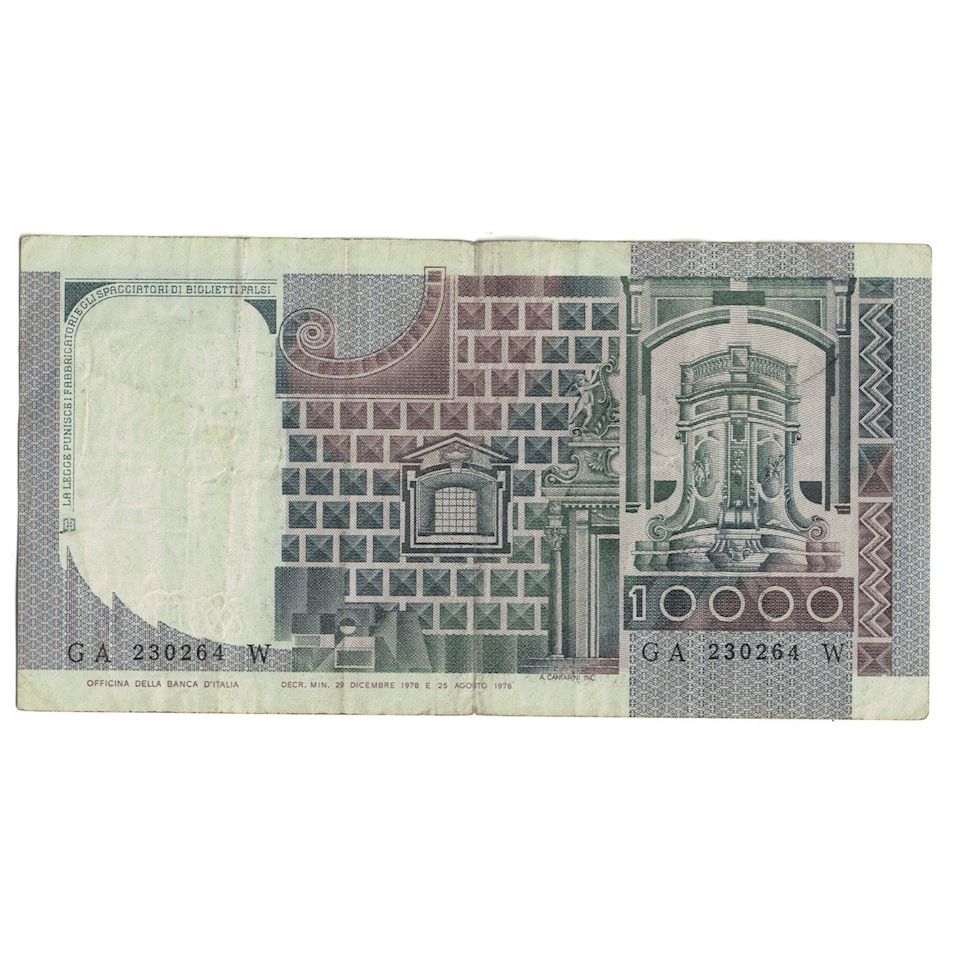 Banknote, Italy, 10,000 Lire, 1978, KM:106a, VF(30-35)