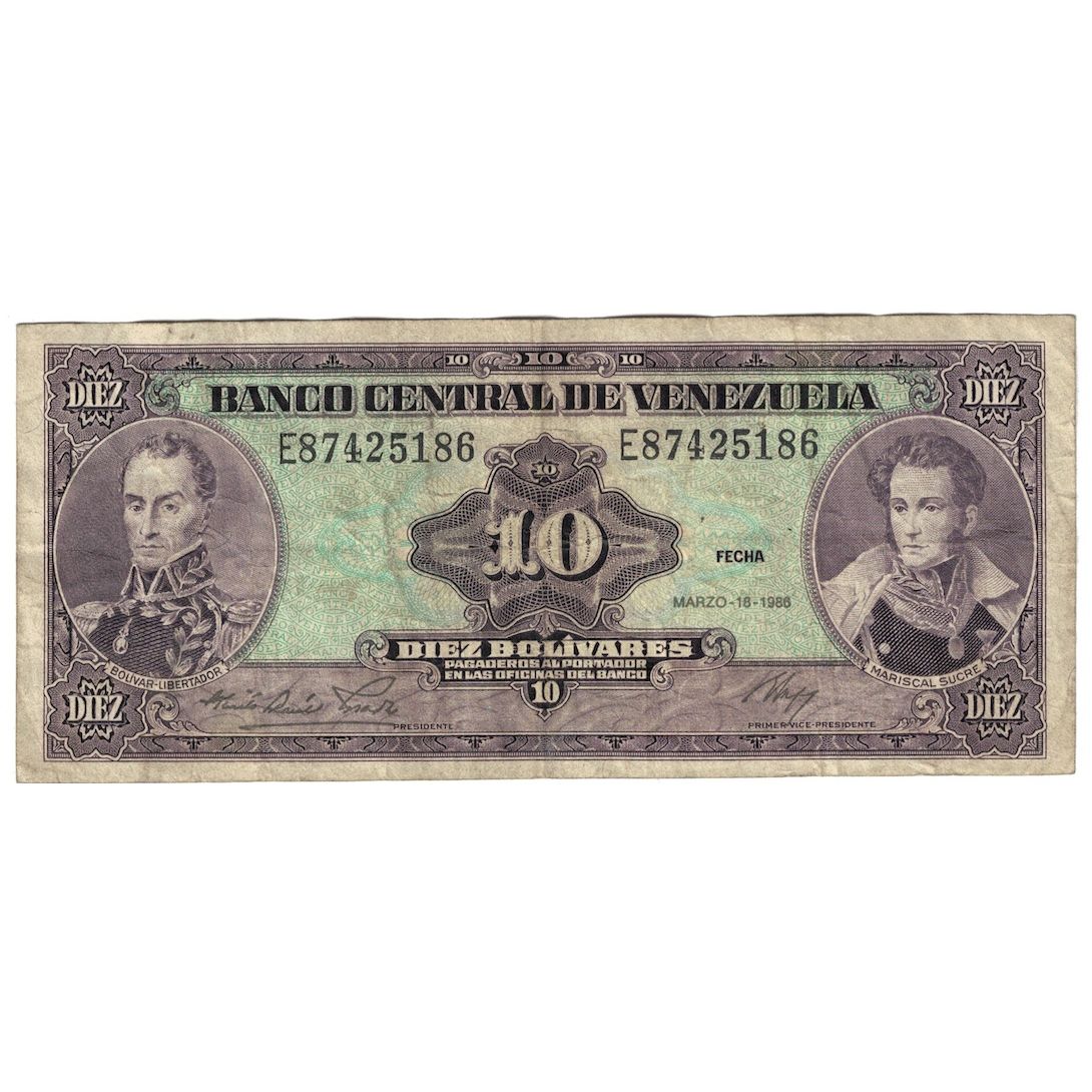 Banknote, Venezuela, 10 Bolívares, 1986, 1986-03-18, KM:61a, VF(30-35)