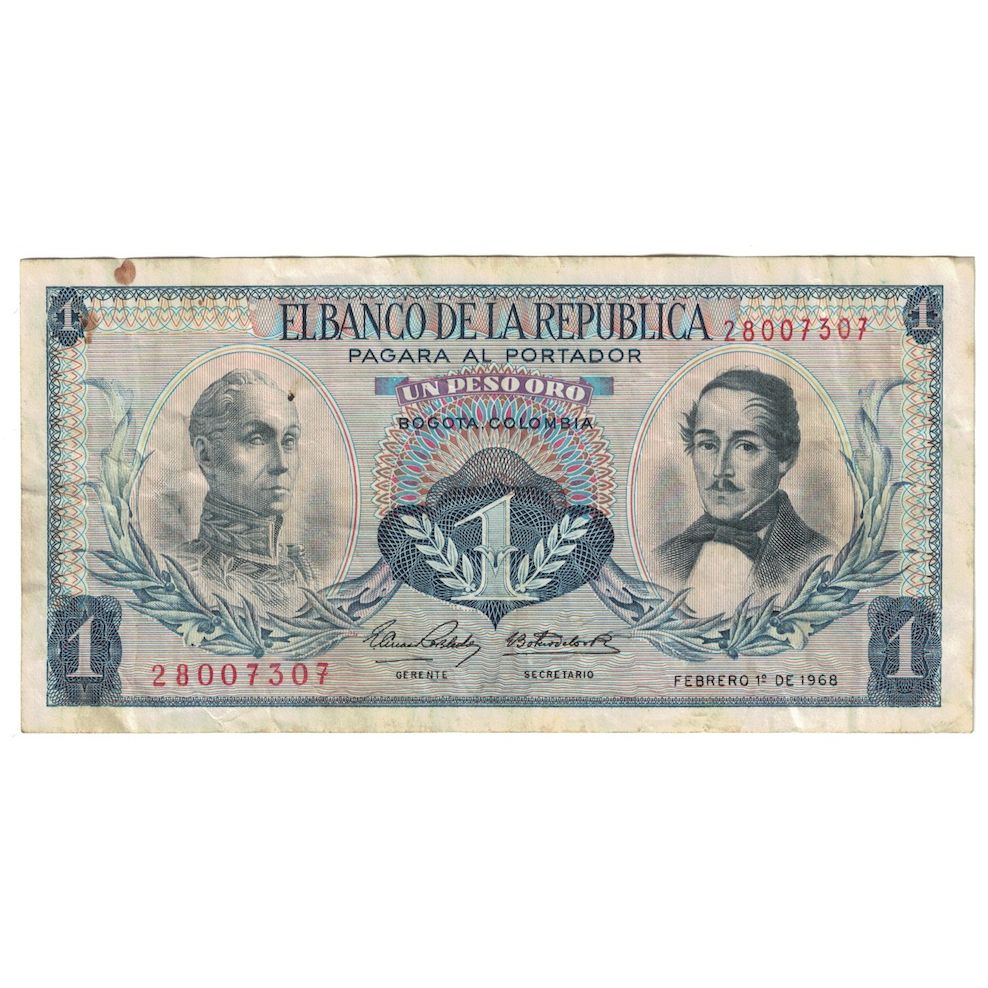 Banconote, Colombia, 1 Peso Oro, 1968, 1968-02-01, KM:404d, BB