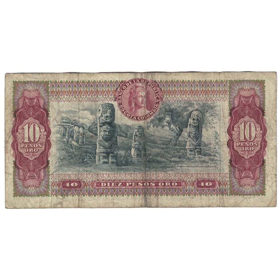 Banknote, Colombia, 10 Pesos Oro, 1965, 1965-07-20, KM:407c, VF(20-25)