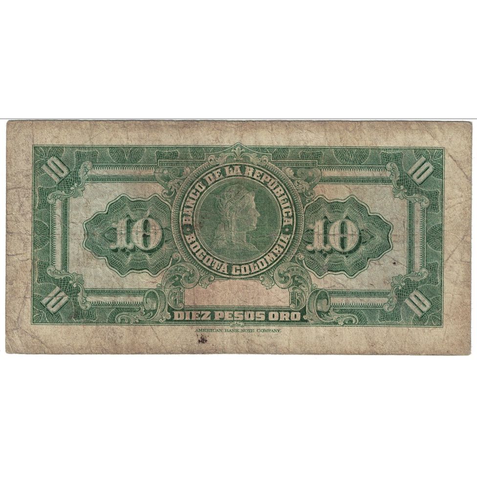 Banconote, Colombia, 10 Pesos Oro, 1963, 1963-01-02, KM:389f, B+