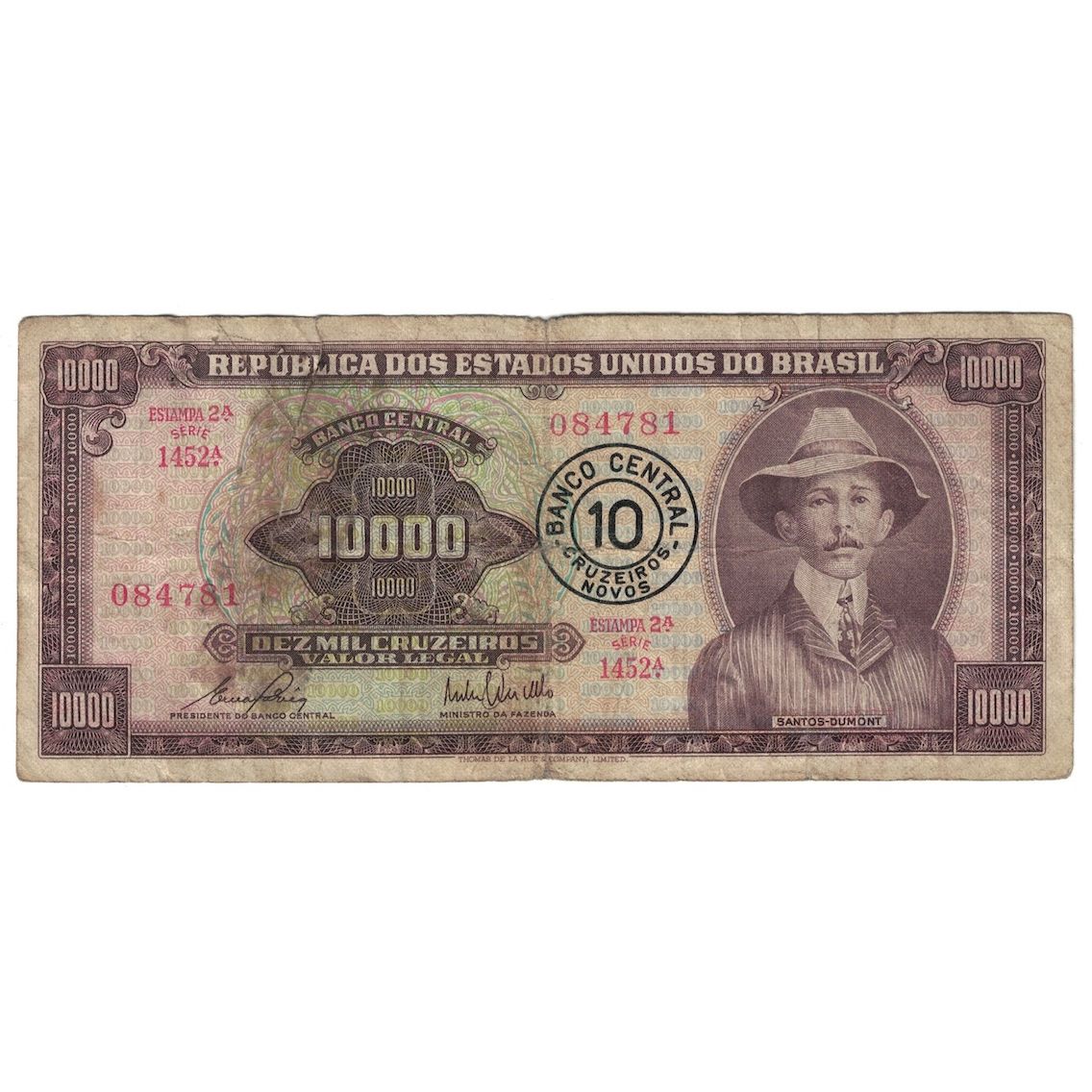 Billete, 10 Cruzeiros Novos on 10,000 Cruzeiros, Undated (1967), Brasil