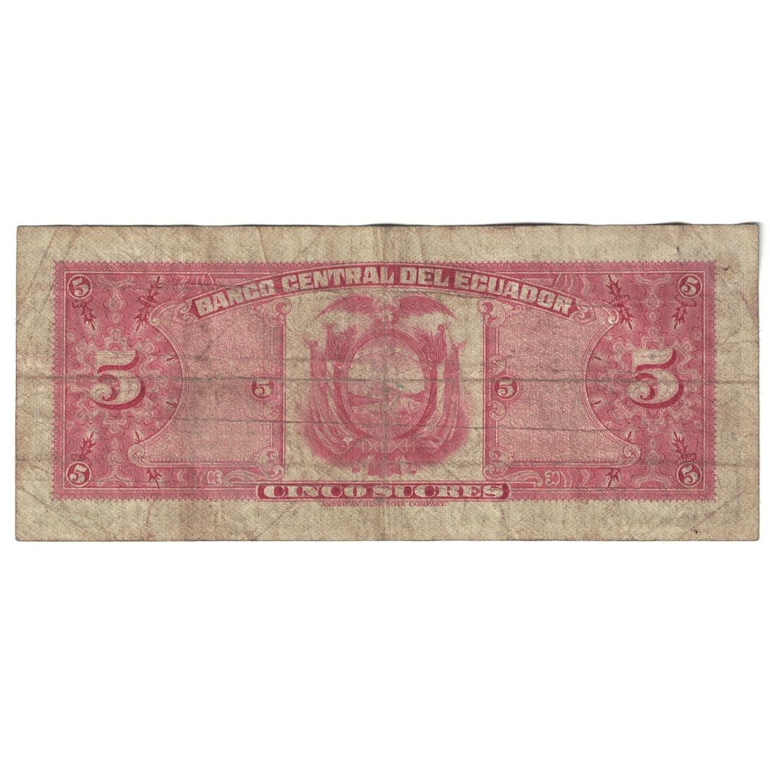 Banknote, Ecuador, 5 Sucres, 1970, 1970-02-27, KM:100d, VF(20-25)
