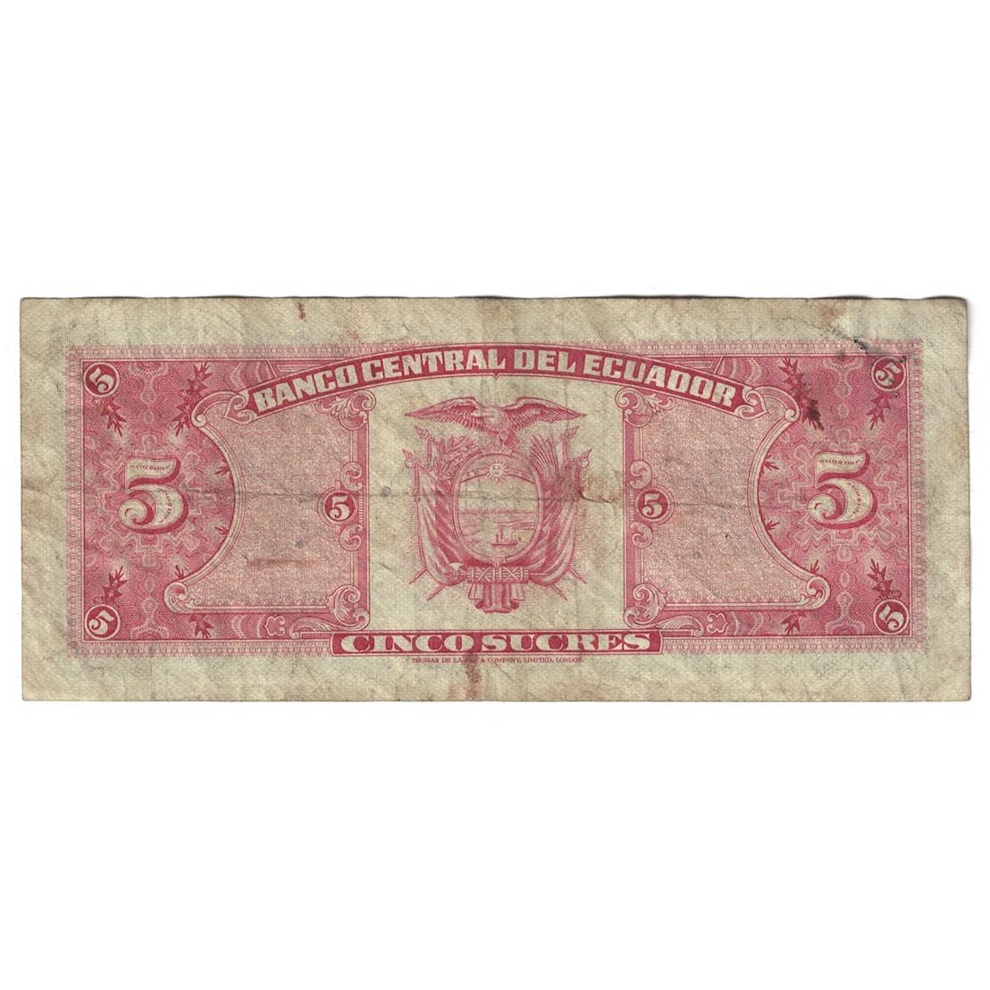 Banknote, Ecuador, 5 Sucres, 1968, 1968-05-24, KM:113b, VF(30-35)