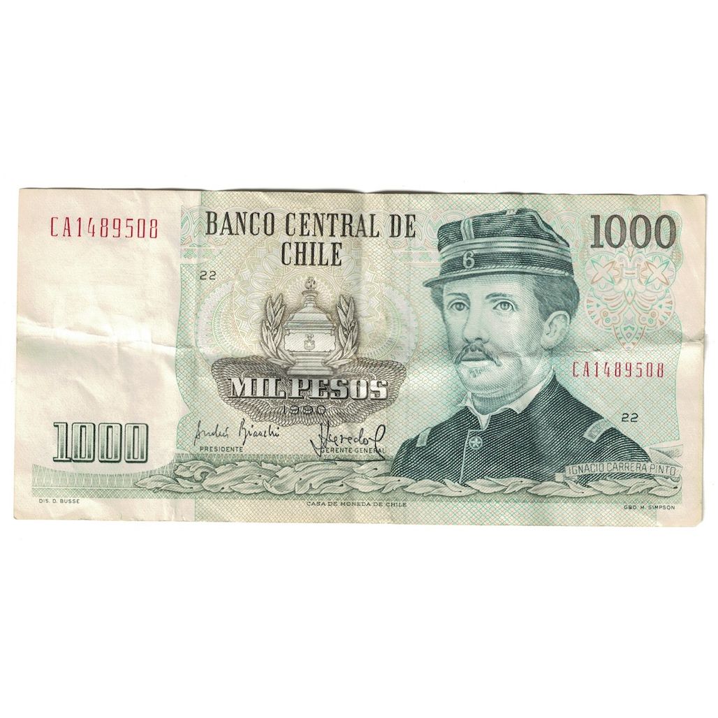 Billet, Chili, 1000 Pesos, 1990, KM:154c, TTB