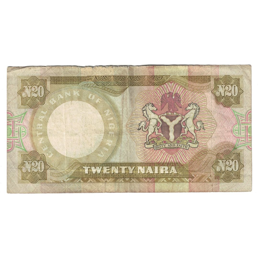 Billete, 20 Naira, undated (1977-84), Nigeria, KM:18d, BC