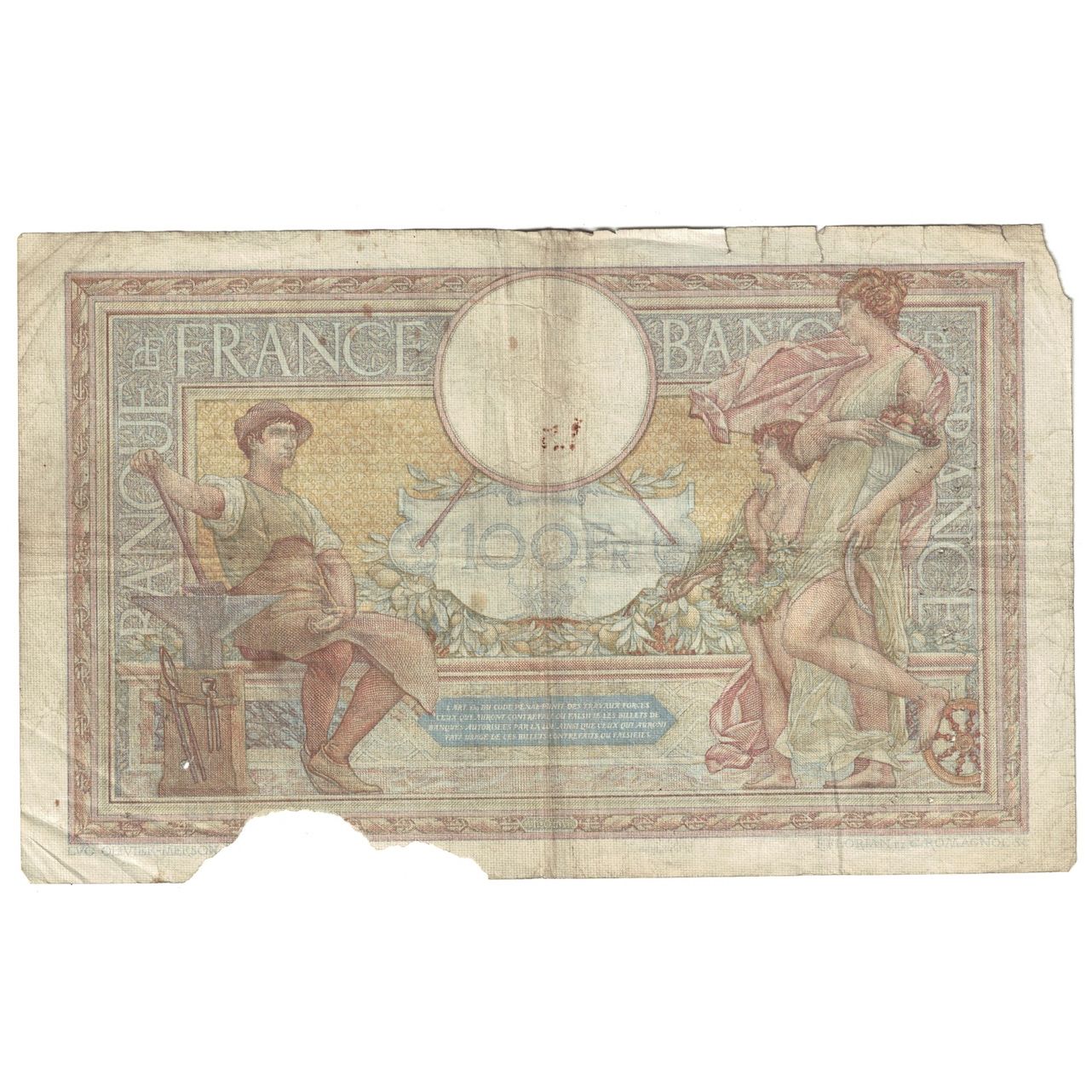 France, 100 Francs, Luc Olivier Merson, 1937, C.53004, F(12-15), Fayette:24.16