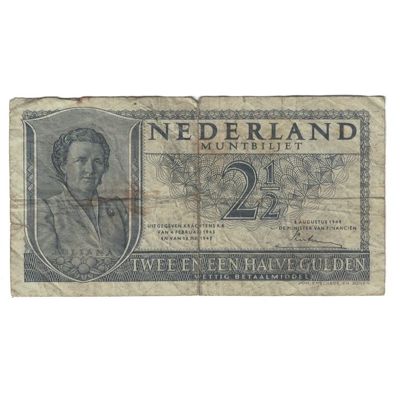 Billete, 2 1/2 Gulden, 1949, Países Bajos, 1949-08-08, KM:73, RC+