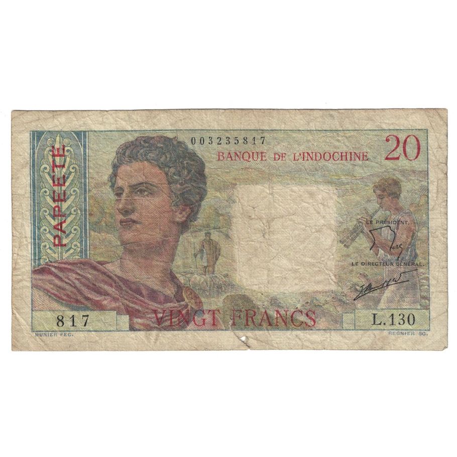 Banconote, Tahiti, 20 Francs, 1963, papeete, KM:21c, MB