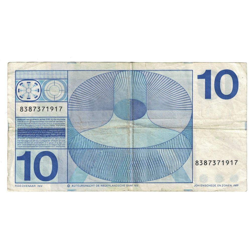 Banknote, Netherlands, 10 Gulden, 1968, 1968-04-25, KM:91b, VF(30-35)