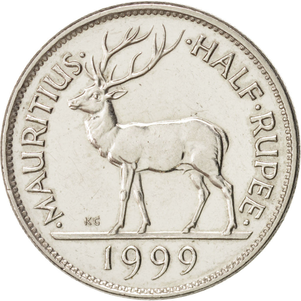 Mauritius, 1/2 Rupee, 1999, AU(55-58), Nickel plated steel, KM:54