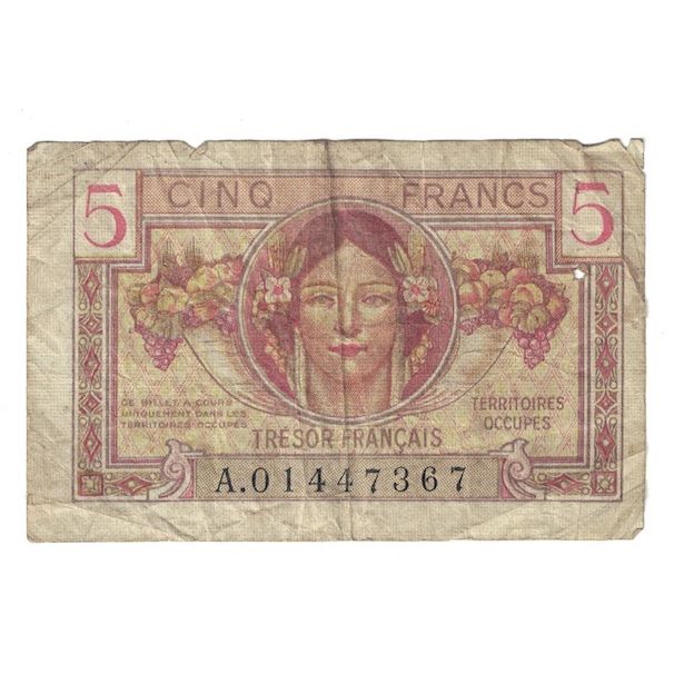 France, 5 Francs, 1947 Trésor Français, 1947, A.01447367, TB+, Fayette:VF29.1