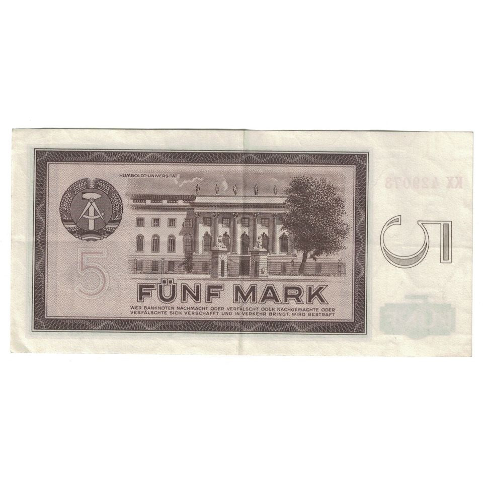 Billete, 5 Mark, 1964, República Democrática Alemana, KM:22a, EBC+