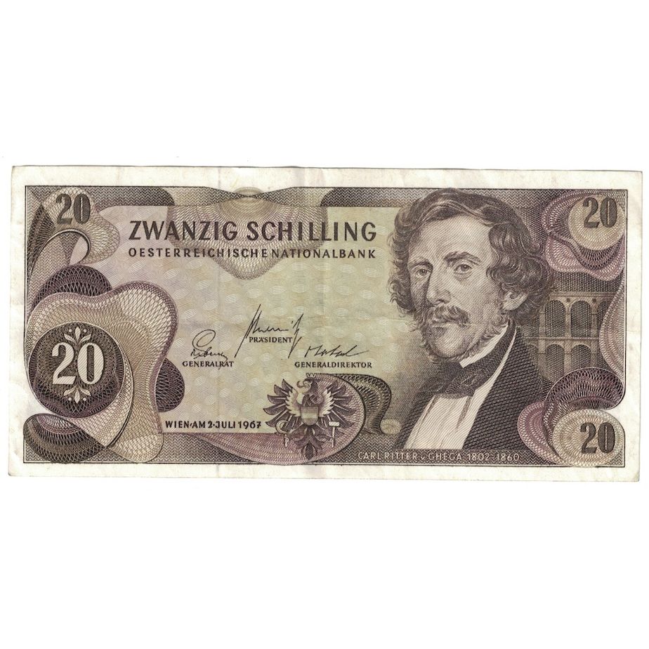 Biljet, Oostenrijk, 20 Schilling, 1967 (1968), KM:142a, TTB