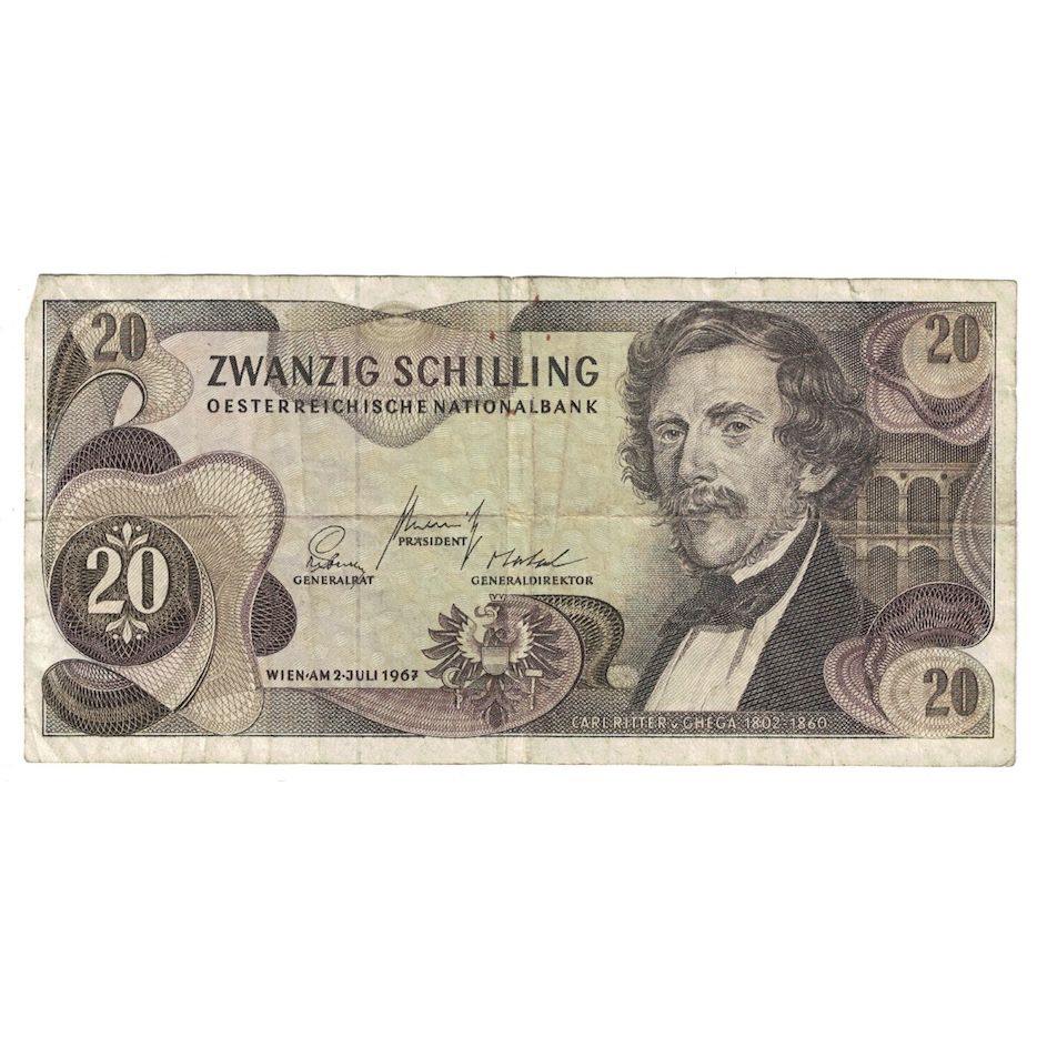Billet, Autriche, 20 Schilling, 1967 (1968), KM:142a, TB+