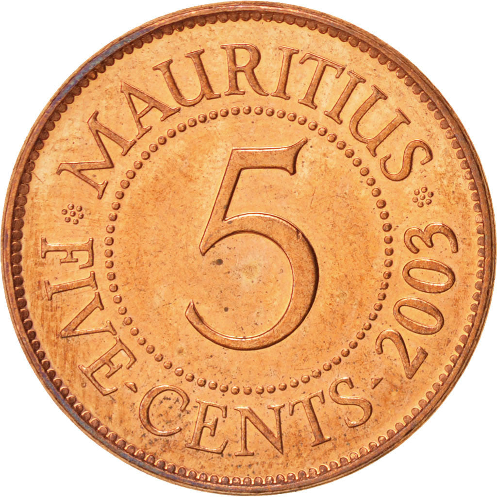 Mauritius, 5 Cents, 2003, SPL+, Acciaio placcato rame, KM:52