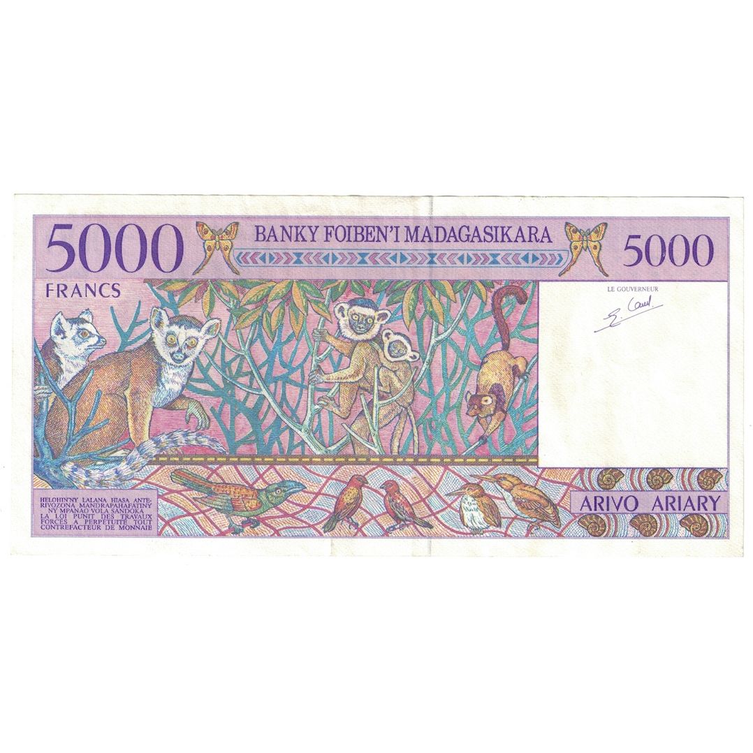 Billete, 5000 Francs = 1000 Ariary, Undated (1995), Madagascar, KM:78b, EBC+