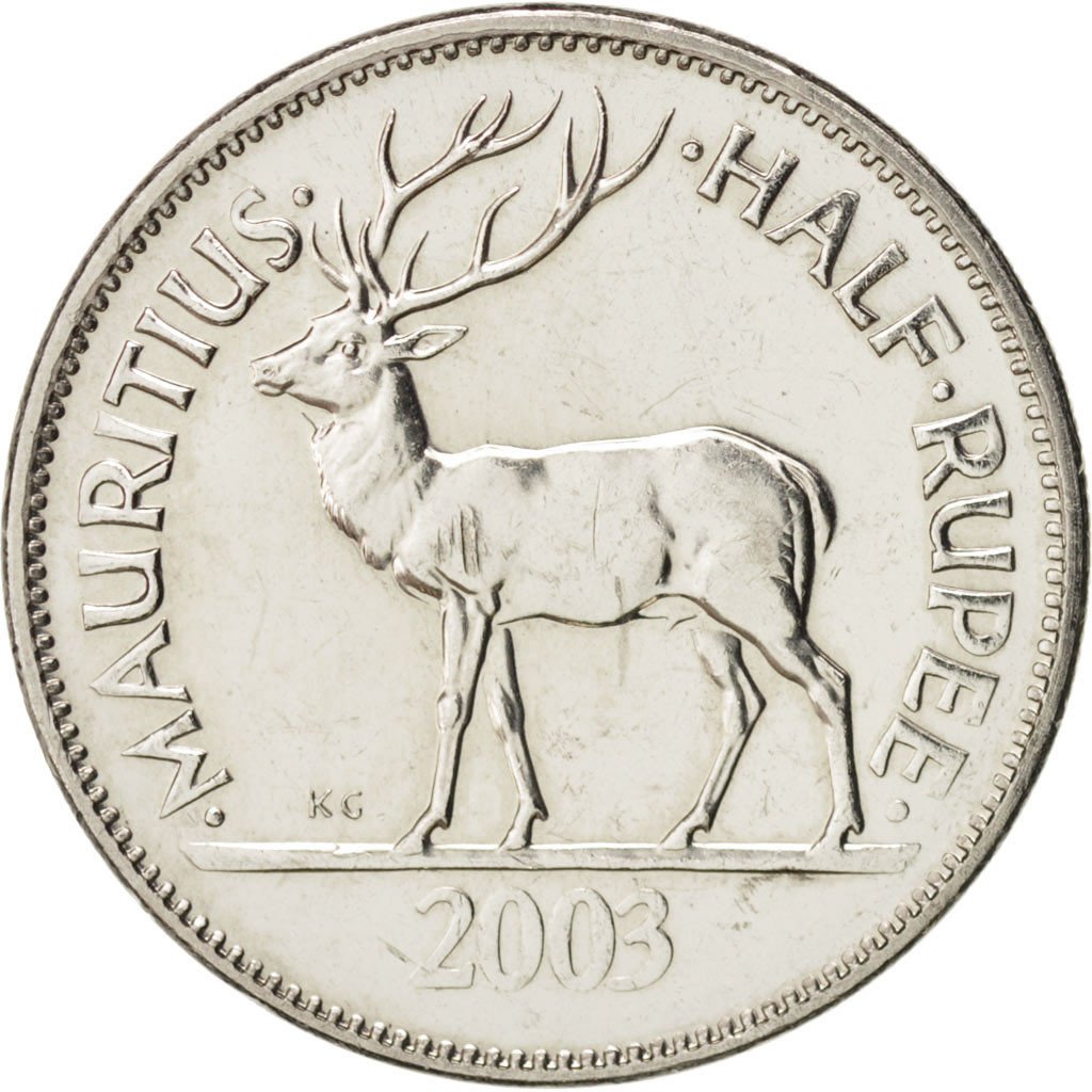 Mauritius, 1/2 Rupee, 2003, MS(64), Nickel plated steel, KM:54