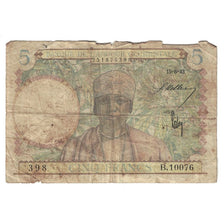 Nota, África Ocidental Francesa, 5 Francs, 1942, 1942-06-15, KM:25, F(12-15)