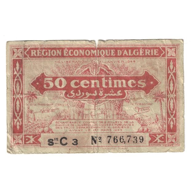 Biljet, Algerije, 50 Centimes, 1944, KM:97a, TB