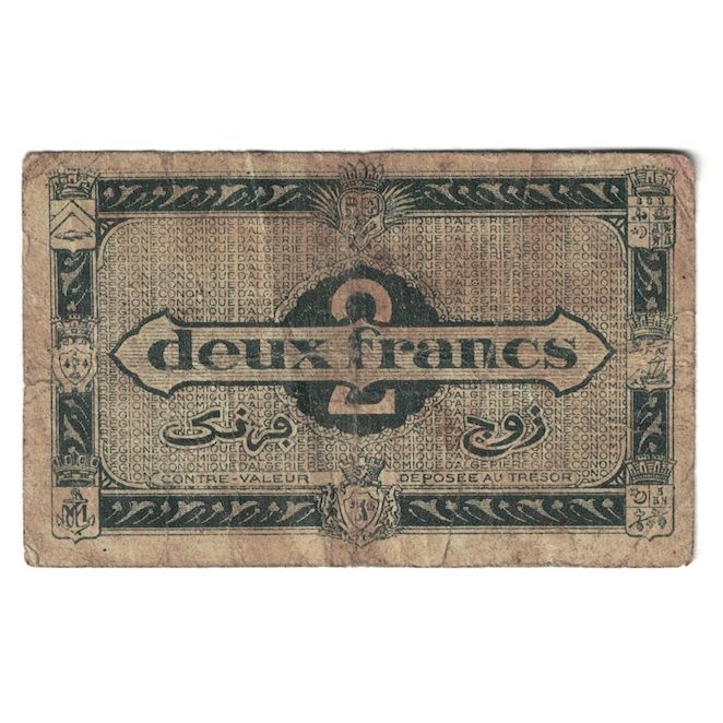 Banknote, Algeria, 2 Francs, 1944, KM:102, F(12-15)