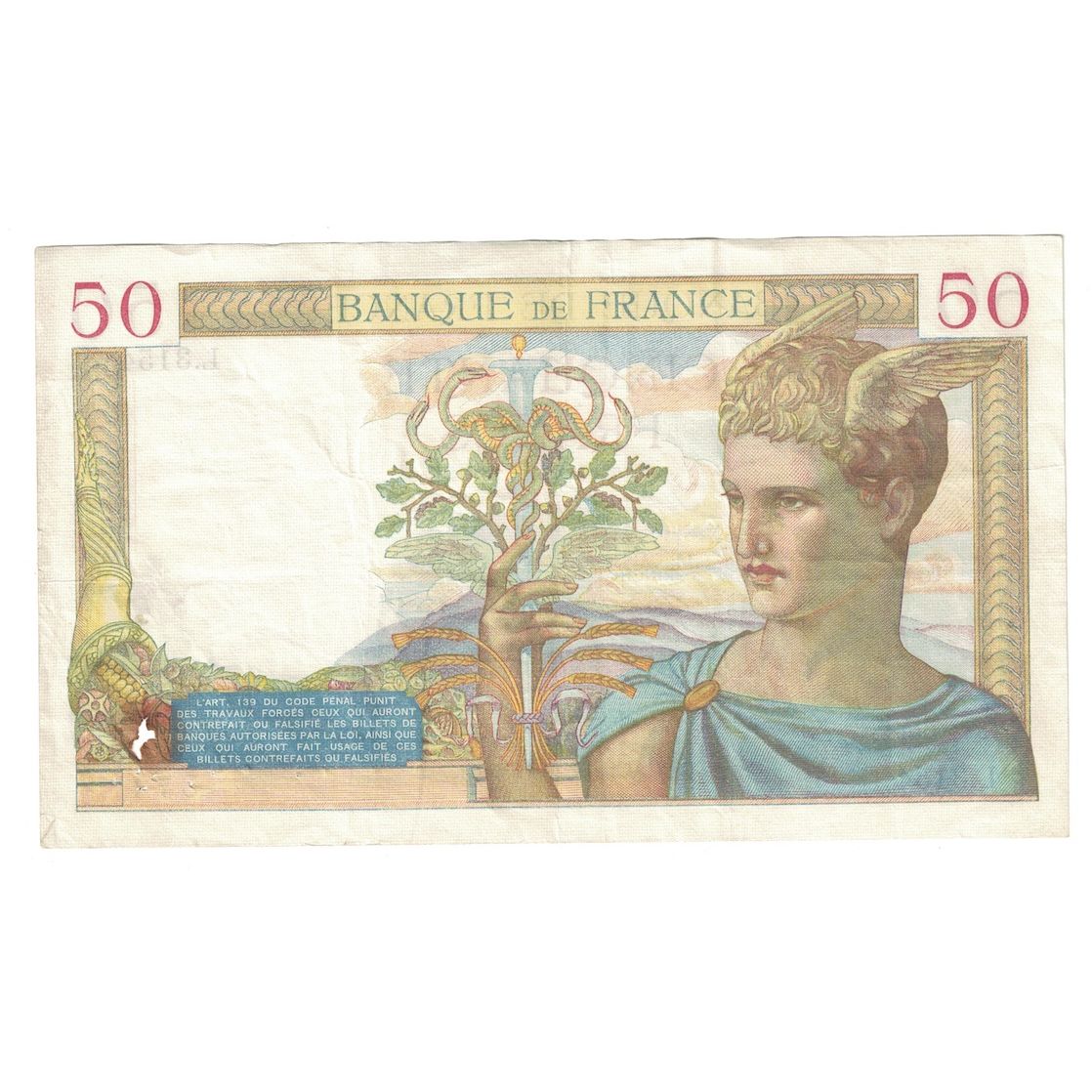 Francja, 50 Francs, Cérès, 1935, L.3154, EF(40-45), Fayette:17.18, KM:81