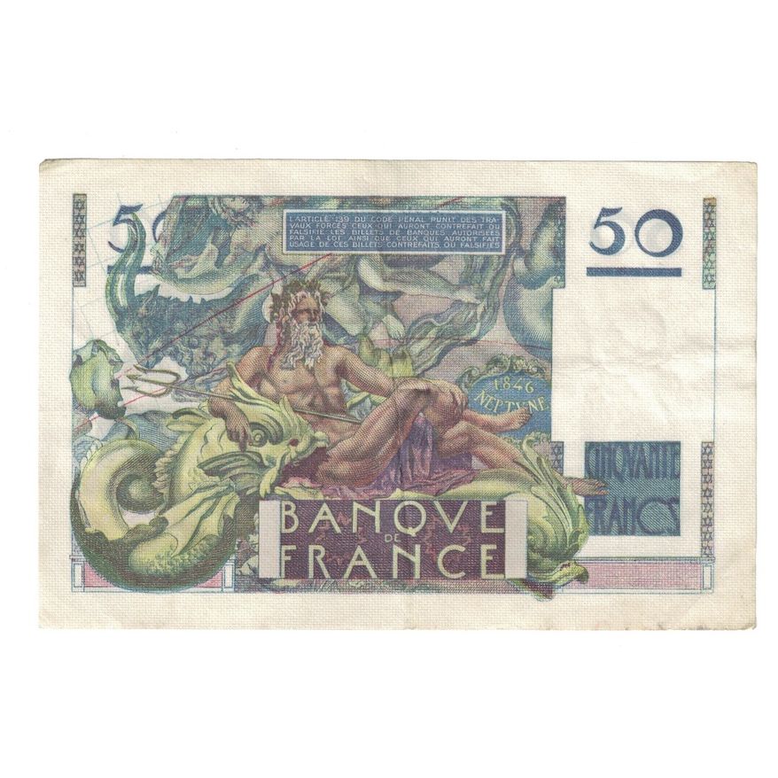 France, 50 Francs, Le Verrier, 1946, W.37, AU(50-53), Fayette:20.6, KM:127a